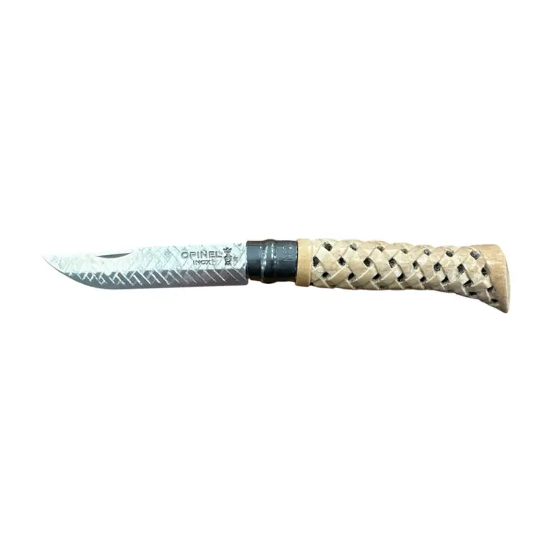COLTELLO - OPINEL - N.6 INOX REALIZZATO A MANO MAGLIA INTRECCIO ROMBI
