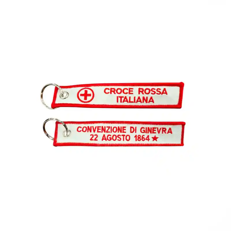 PORTACHIAVI RICAMATO CROCE ROSSA ITALIANA CONVENZIONE DI GINEVRA 22 AGOSTO 1864