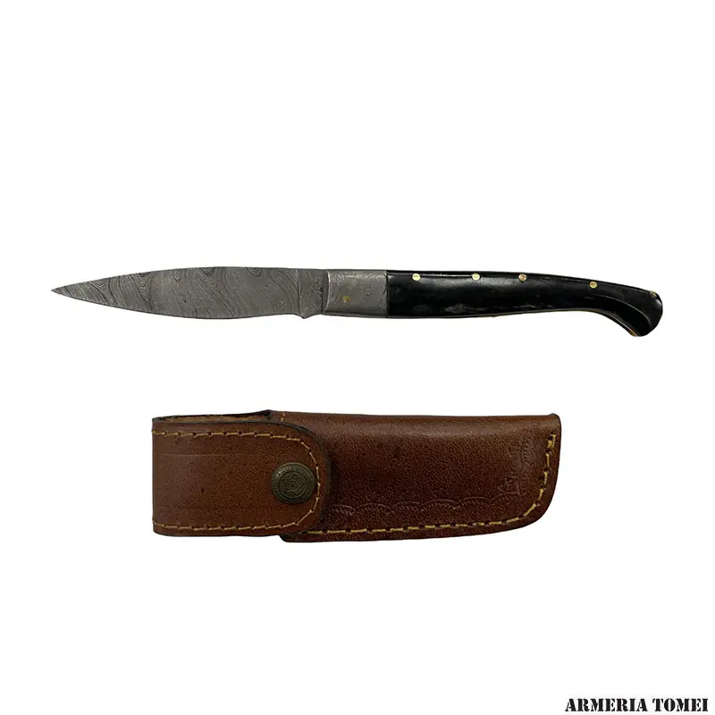 PATTADA MANICO CORNO NERO LAMA DAMASCO 10cm