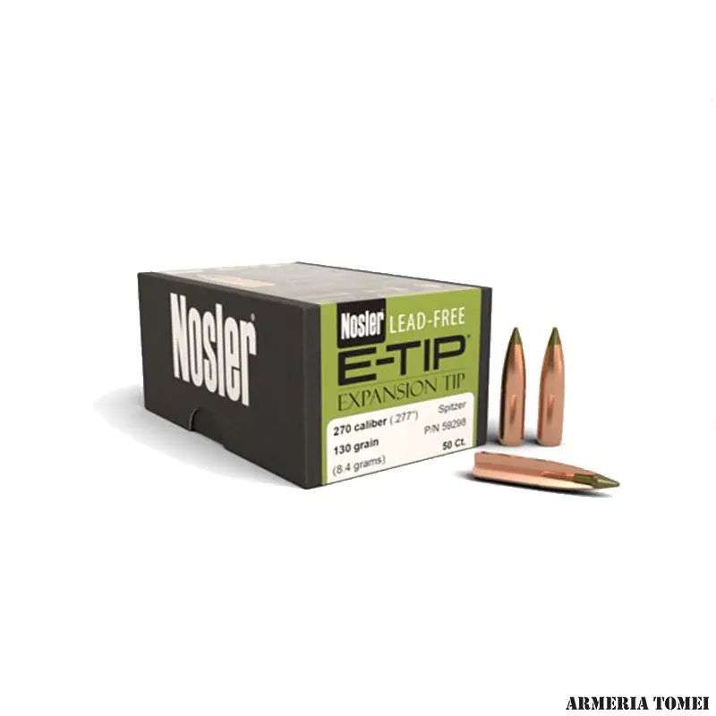 PALLE - NOSLER - E-TIP 270 CAL. (.277 ") SPITZER 130gr (8.4 grams) (50pz) -59298