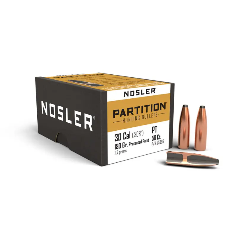 NOSLER - PARTITION 30 caliber (.308 ") PPT 180grain (11.7grams) (50pz)