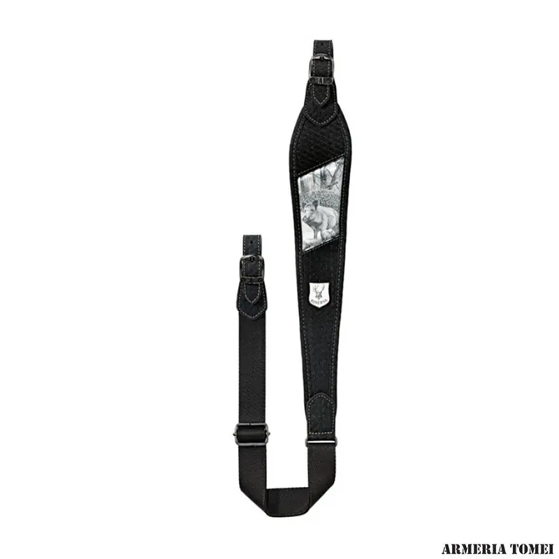 RISERVA - TRACOLLA CARABINA IN PELLE CON EFFETTO CARBONIO - CINGHIALE