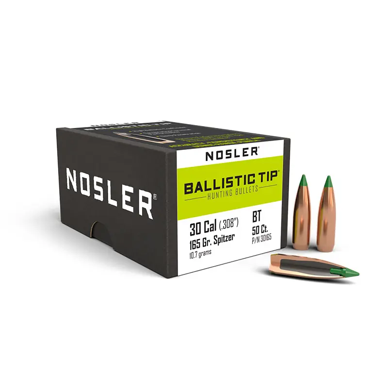 PALLE - NOSLER - BALLISTIC TIP 30 caliber (.308 ") Spitzer 165gr (10.7 grams) (50pz)