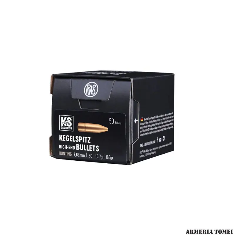 PALLE DA RICARICA - RWS - KEGELSPITZ Hunting 7,62mm .30 10,7g 165gr (50pz)