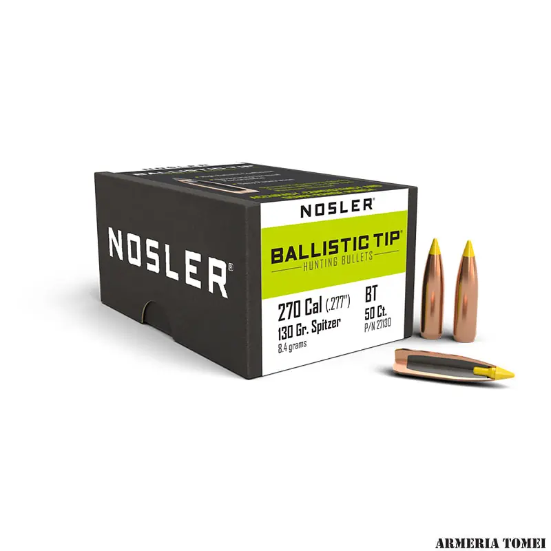 PALLE - NOSLER - 270 Cal (.277 ") Ballistic Tip 130gr. Spitzer 8.4grams (50pz)