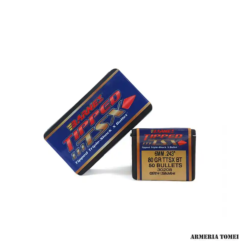 BARNES - PALLE - OGIVE TIPPED TSX CAL 6MM .243 " 80 GR TTSX BT (50 PZ.) -30208
