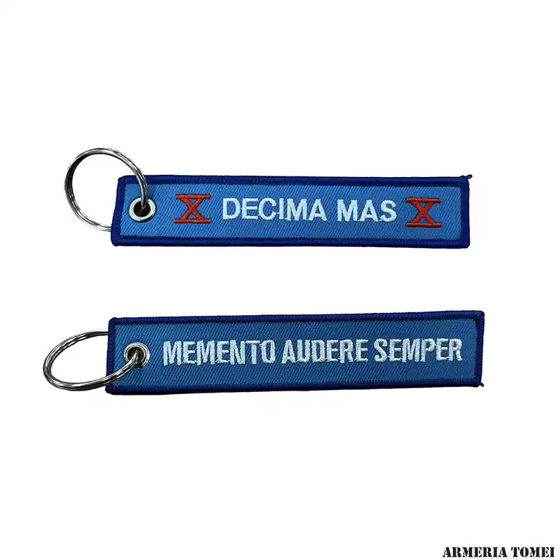 PORTACHIAVI TESSUTO X° FLOTTIGLIA MAS / MEMENTO AUDERE SEMPER -AZZURRO