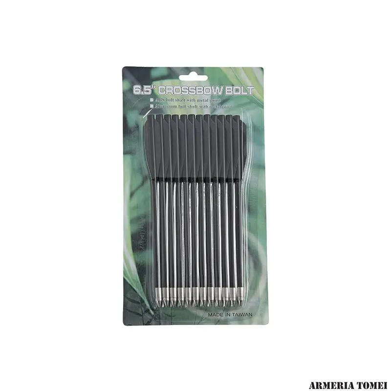 SET 12 DARDI IN PLASTICA DA 6,5 " PER PISTOLA BALESTRA NERE