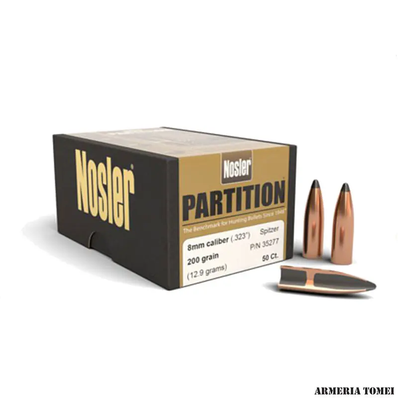 PALLE - NOSLER - PARTITION 8MM CAL. .323 " SPITZER 200GR CONF. 50 PZ.