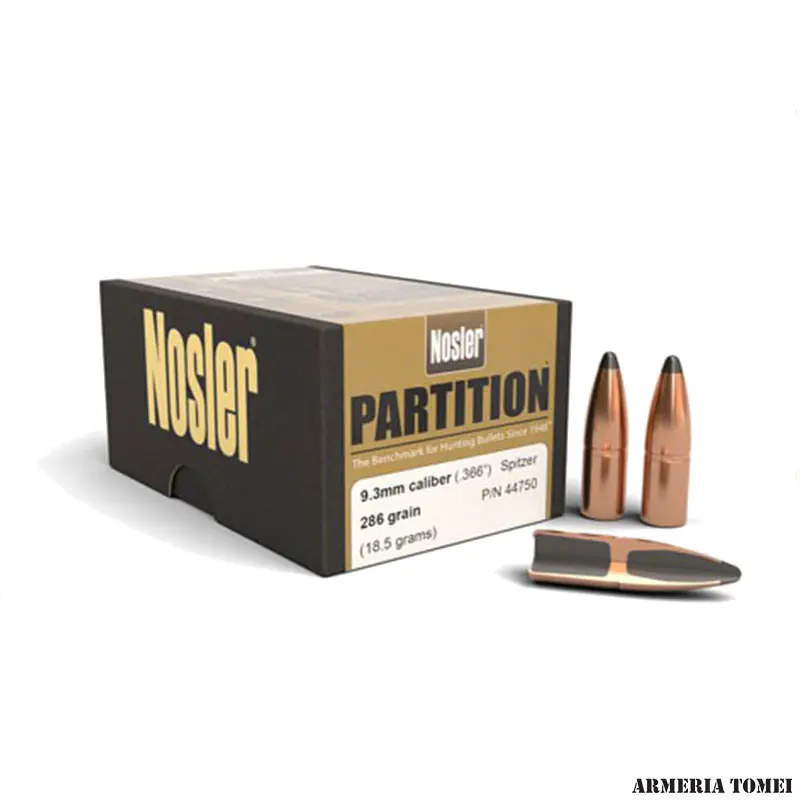 PALLE - NOSLER - PARTITION 9.3MM CAL. .366 " SPITZER 286GR CONF. 25 PZ.