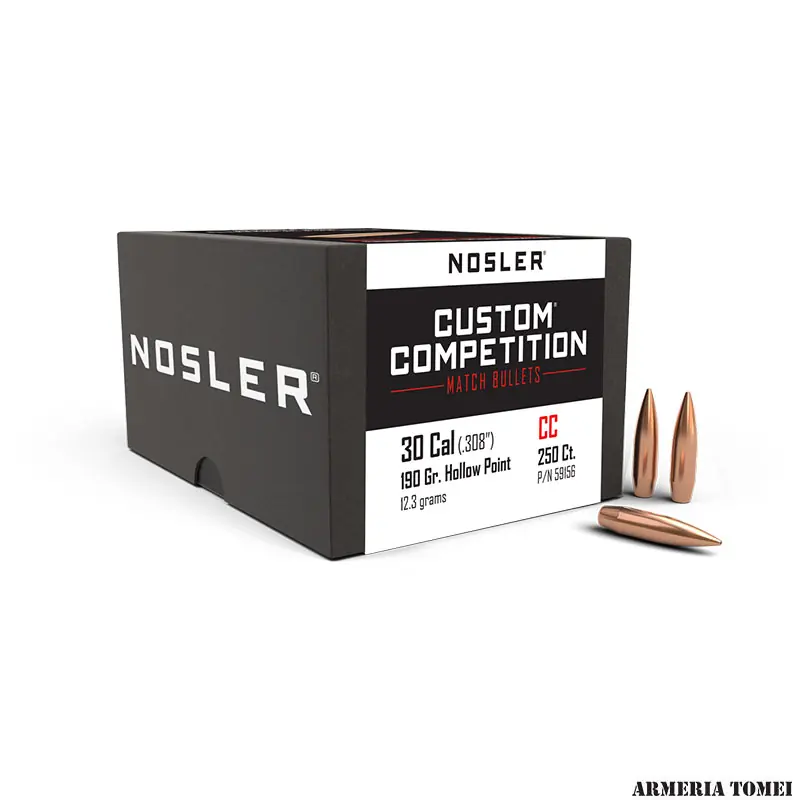 PALLE - NOSLER - CUSTOM COMPETITION 30 Cal (.308 ") HPBT 190gr (12.3 grams) (250pz) -59156