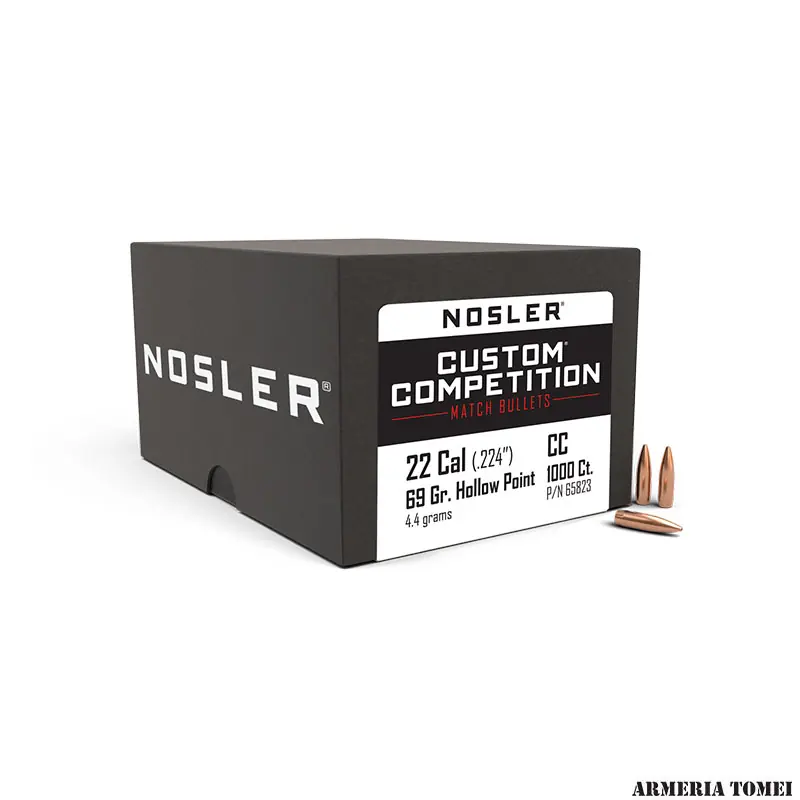 PALLE DA RICARICA - NOSLER - 22 Cal (.224 ") 69gr (4.4 grams) HPBT Custom Competition® -65823