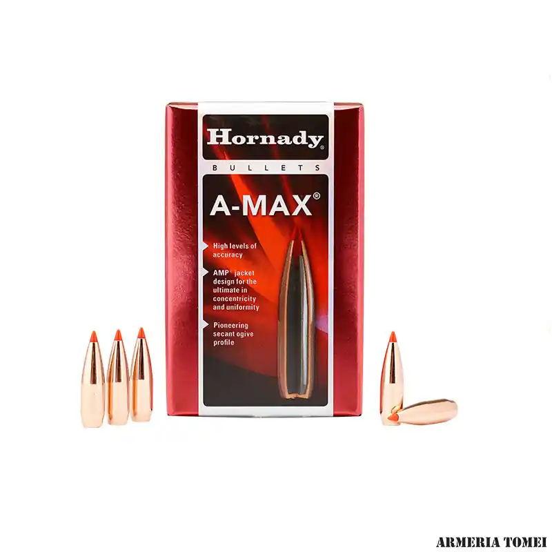HORNADY - PALLE - A-MAX 22 CAL .224 " 75GR TWIST RATE 1-8 " QTY 100