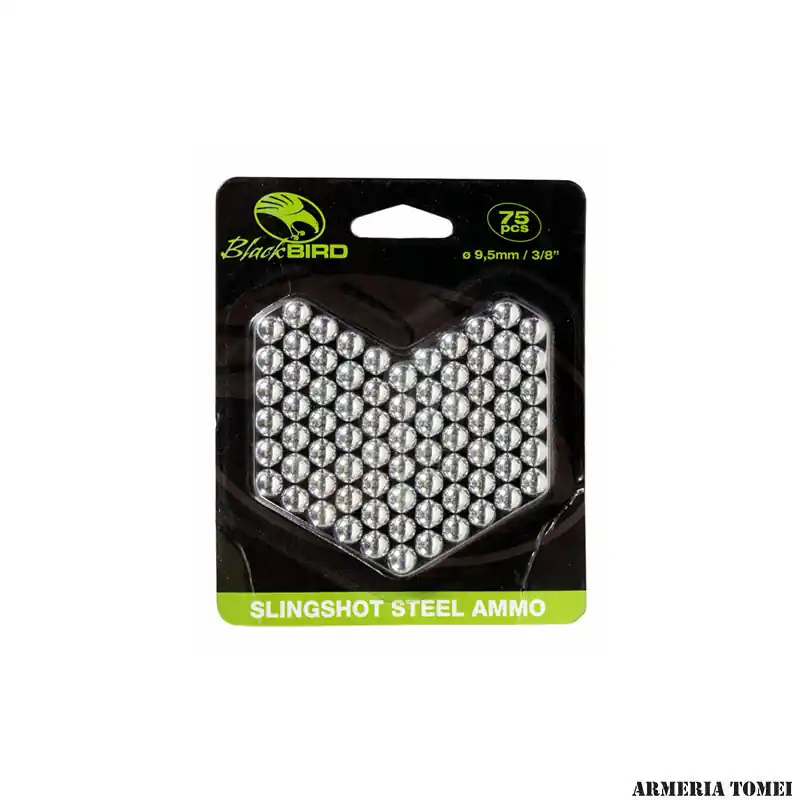 BLACKBIRD - STEEL AMMO SFERE ACCIAIO PER FIONDA ø9,5mm - 3/8 " (75PZ)