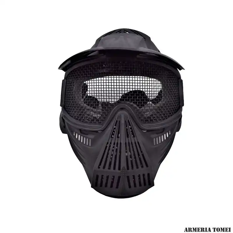 WOSPORT - MASCHERA IN POLIMERO CON RETE METALLICA NERA