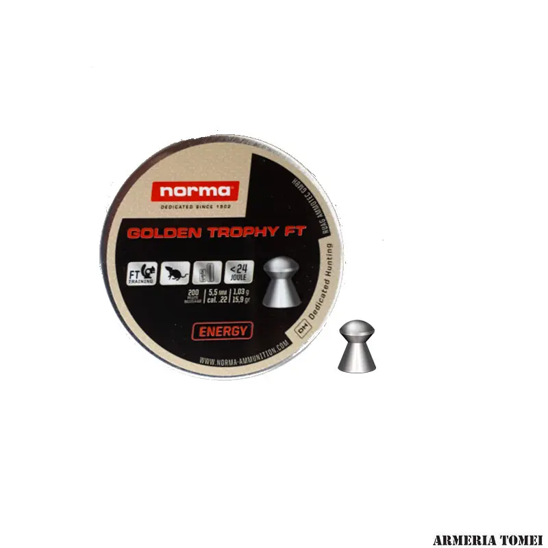 NORMA - GOLDEN TROPHY FT 5,5MM (.22) 1,03g 15,9gr ENERGY <24JOULE (200 PZ)