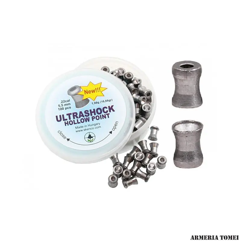 PALLINI ARIA COMPRESSA - SKENCO - ULTRASHOCK HOLLOW POINT .22 CAL 5,5mm / 1,08G (16,66GR) (150 PZ)