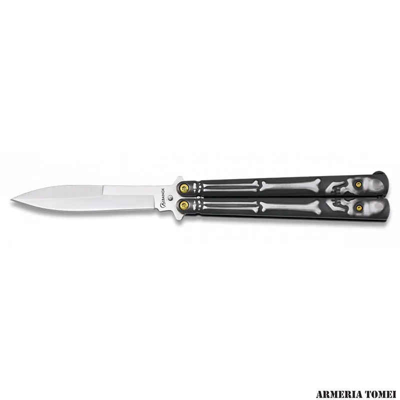 COLTELLO A FARFALLA - JOKER - BUTTERFLY SCHELETRO NERO
