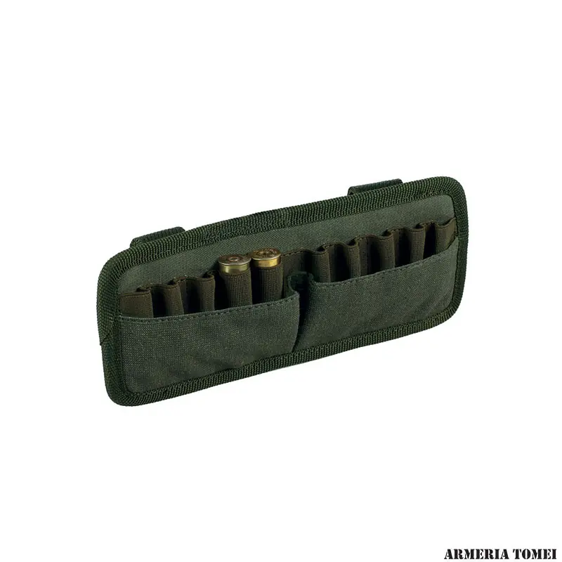 RISERVA - PORTACOLPI CON PASSANTI SUL RETRO IN COTONE VERDE CAL. 36/410 e CARABINE