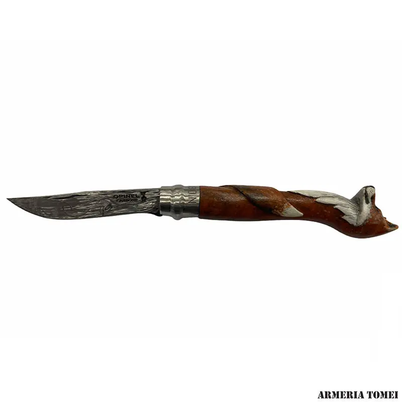 COLTELLO - OPINEL - N.8 CARBONE TESTA VOLPE REALIZZATO A MANO