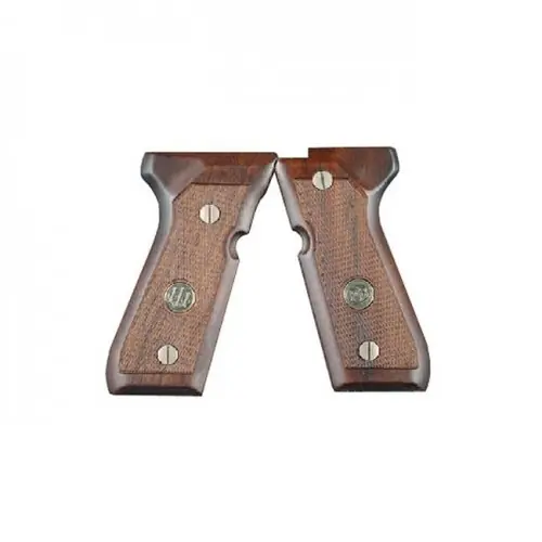 BERETTA Coppia Guancette in Legno Zigrinate con Scudetto per Serie 92/96/98 cod. BERETTA E00751
