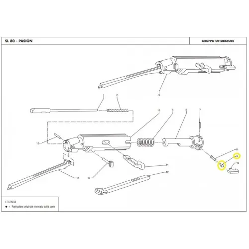 BENELLI SL80, 121, Pasion, M1 Perno guida molla estrattore Cal.12 cod.BENELLI VG20213 esploso nr.9