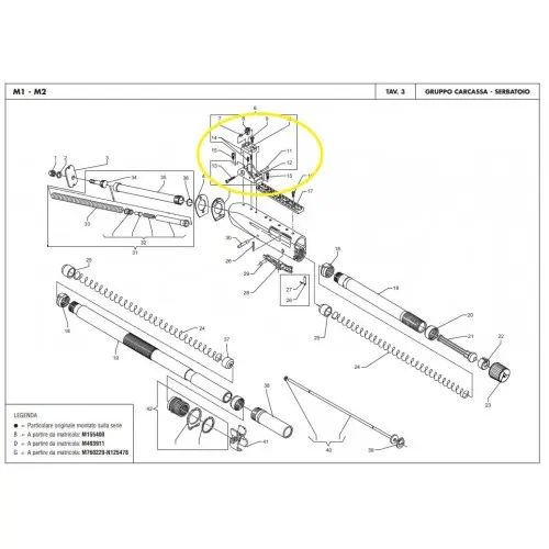 BENELLI M1, S90 Vite fissaggio tacca di mira brunito Conf.1 Pezzo cod.G0105401 Esploso nr.15