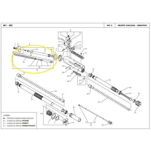 BENELLI Tubo guida molla biella SOLO TUBO per M2, Super 90,Montefeltro e Raffaello cod.F0111701 esploso nr.31