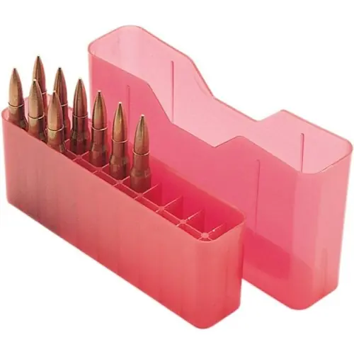 MTM J-20-M Box rigido portacolpi MEDIUM RIFLE calibro 308 da 20 colpi ROSSO TRASPARENTE