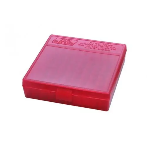 MTM P-100-45 Scatola Portacolpi ROSSA Trasparente Cal.45ACP da 100 colpi