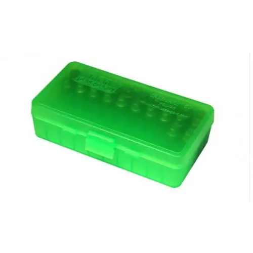 MTM P50-45 Box rigido portacolpi calibro 45acp da 50 colpi VERDE TRASPARENTE