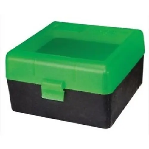 MTM RM-100-10 Medium Rifle Portacolpi calibro 6mm/243/284/308 VERDE/NERO Trasparente da 100 colpi