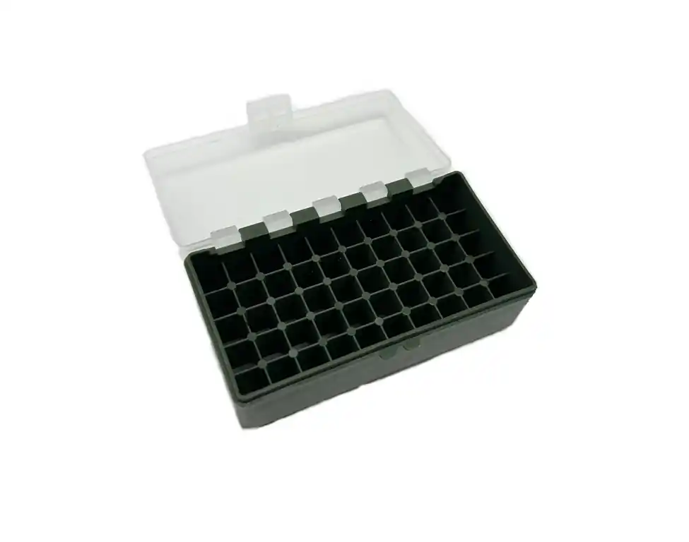 Scatola porta munizioni 50 colpi calibro 9 mm in plastica