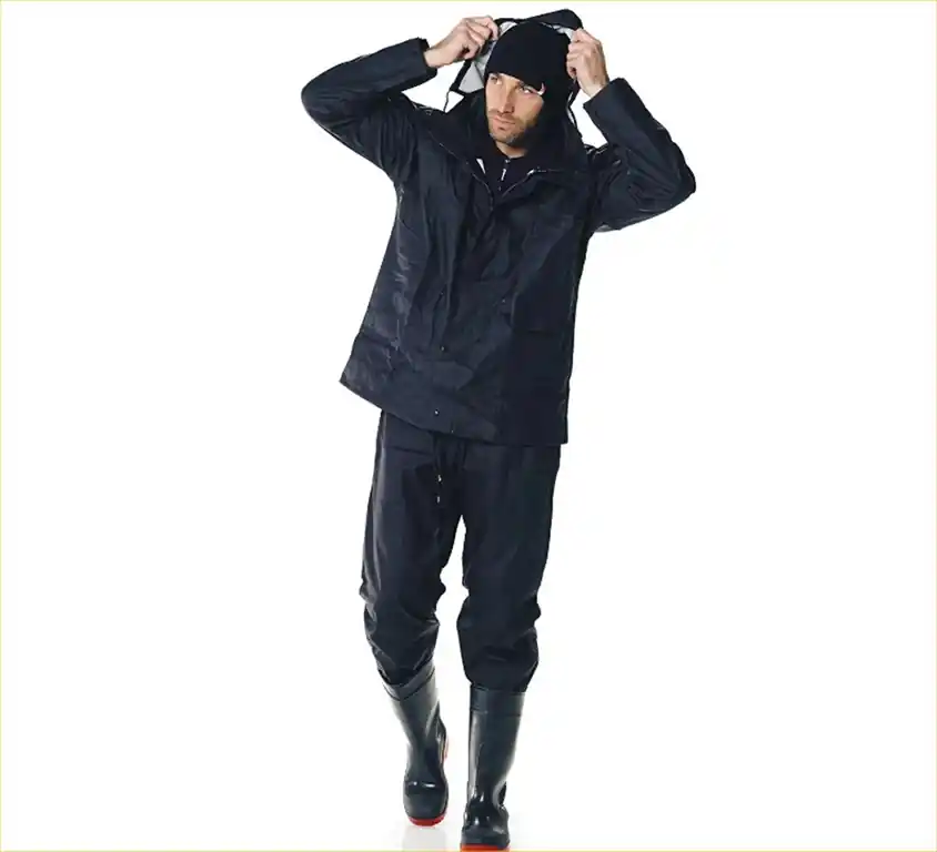 Cerata giacca e pantalone in pvc antipioggia blu