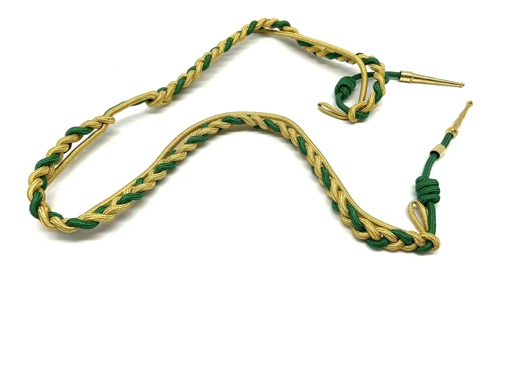 Cordone di rappresentanza verde oro per uniforme o divisa