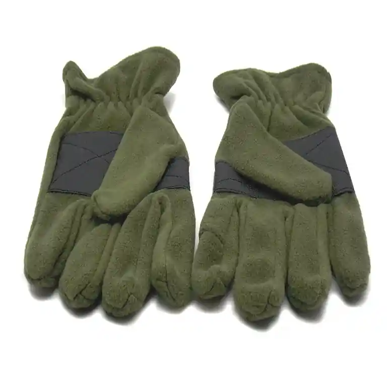 Guanti uomo in pile verde con dito tagliato