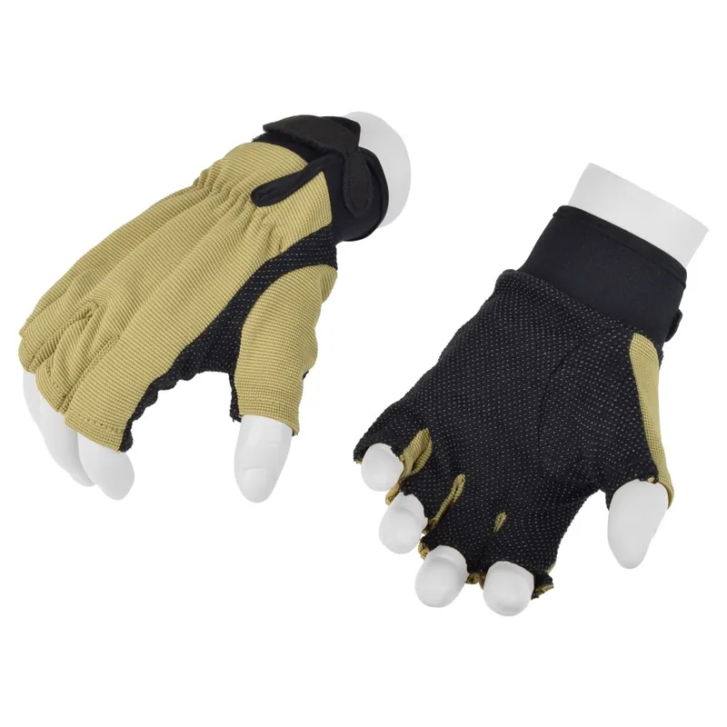 ROYAL GUANTI MEZZE DITA TAN/NERI TAGLIA M (GL512TM)
