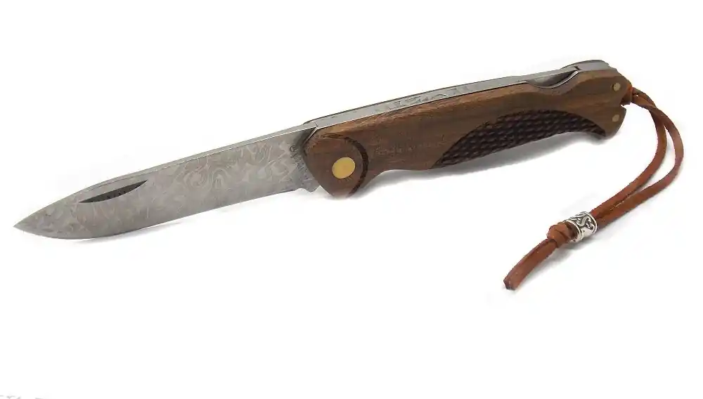 Coltello western Delfiero manico legno e lama damascata 18661