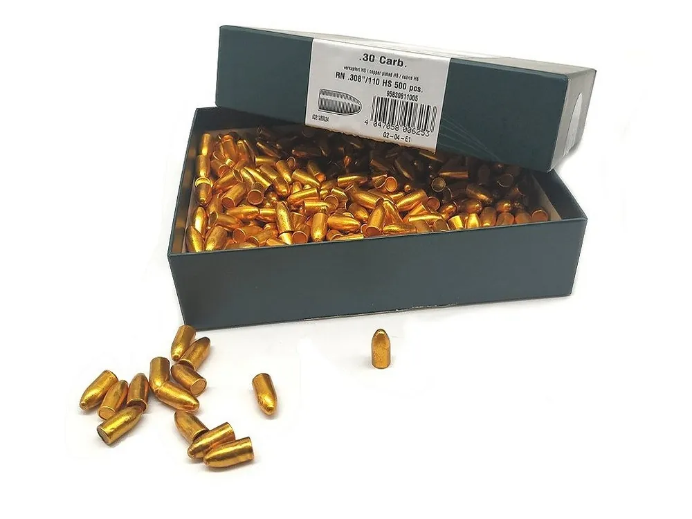 Palla HN in piombo ramato ogivale calibro 30 carabina 308 Winchester