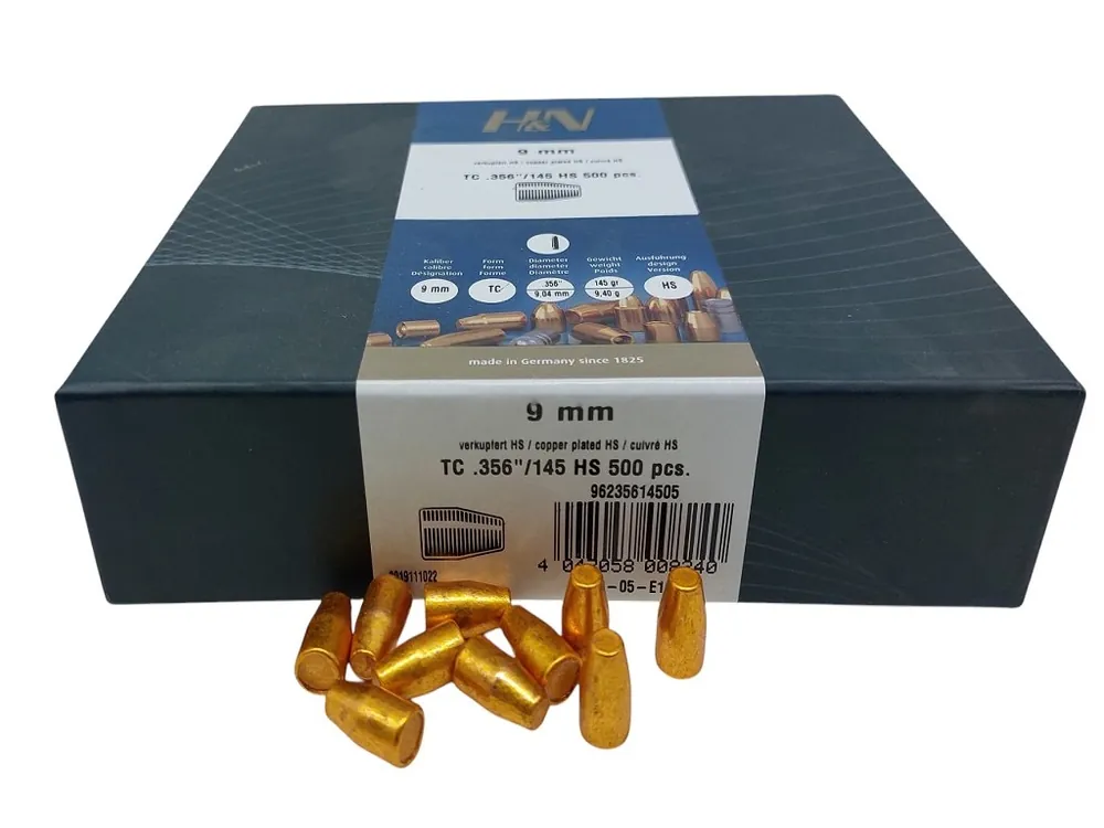 Palla HN in piombo ramato tronco conica 9 mm 145 grani