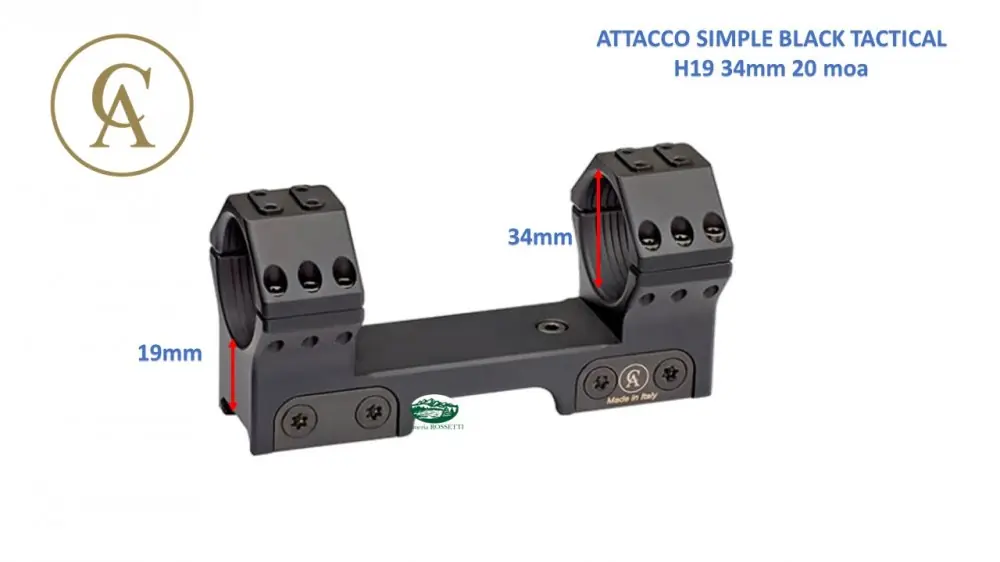 CONTESSA anelli simple black tactical 34 mm H19 - 20 moa - SBTFX03/20