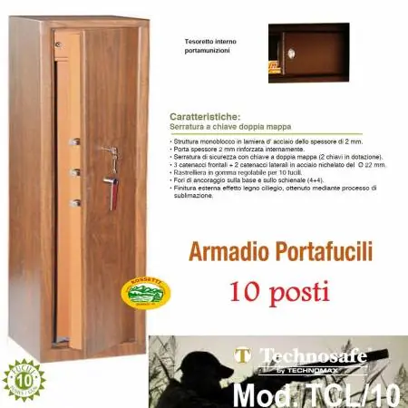 TECHNOMAX Armadio 10 posti TCL tipo legno ciliegio