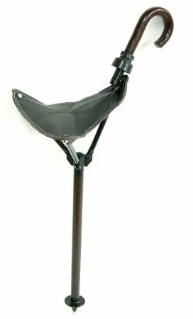 RA SPORT sgabello legno e pelle con manico a ombrello