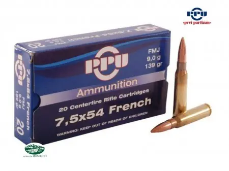 PPU PRVI PARTIZAN Munizioni cal.7,5x54 French FMJ 139gr. (7,5X54 MAS)