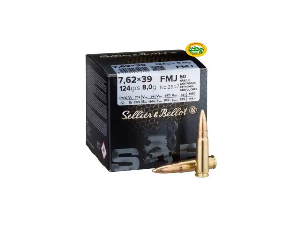 SELLIER & BELLOT munizioni cal.7,62x39 FMJ 124 gr conf.50pz