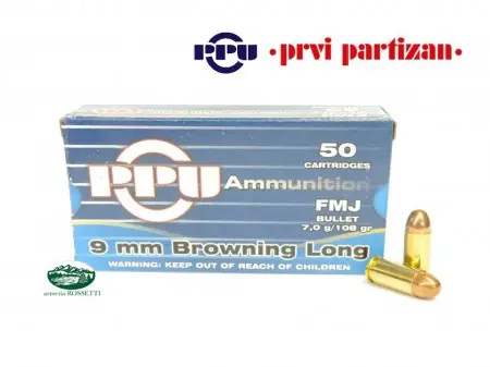 PRVI PARTIZAN Munizioni cal.9mm BR. Long 108gr FMJ