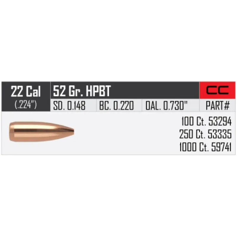 NOSLER C22 GR 52 HPBT QT 1000 PZ