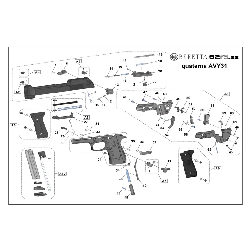 Beretta 92 FS cal. 22lr Set 2 Mirini A2 - A4