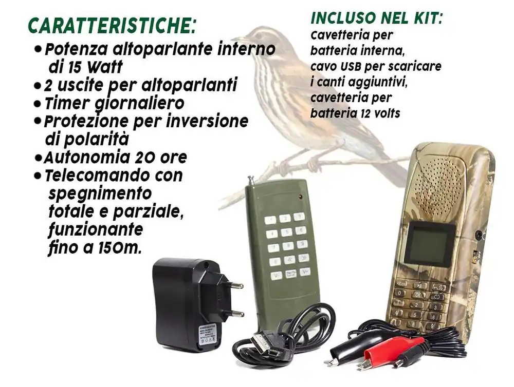 Richiamo elettronico 84 canti con telecomando
