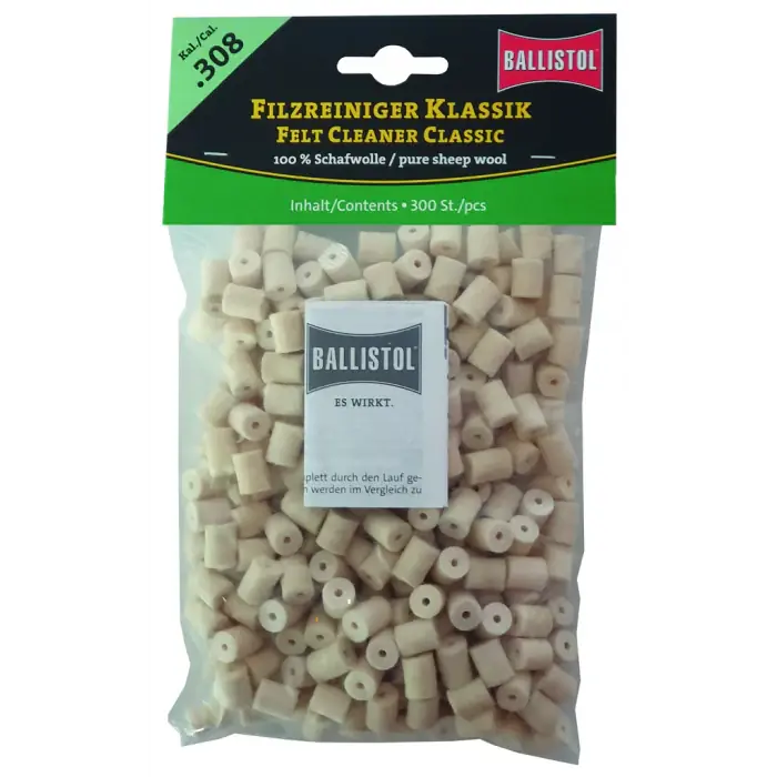 BALLISTOL Feltrini Classici in Lana Cotta Forati Cal. 308 - Confezione Grande 300 pz.